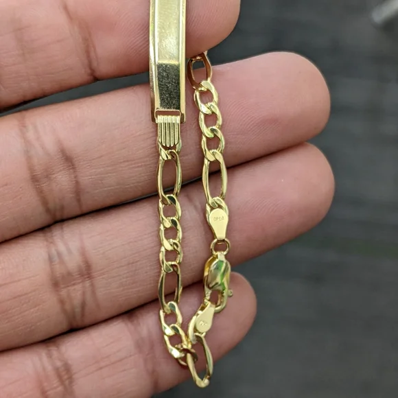 10kt real gold figaro ID bracelet